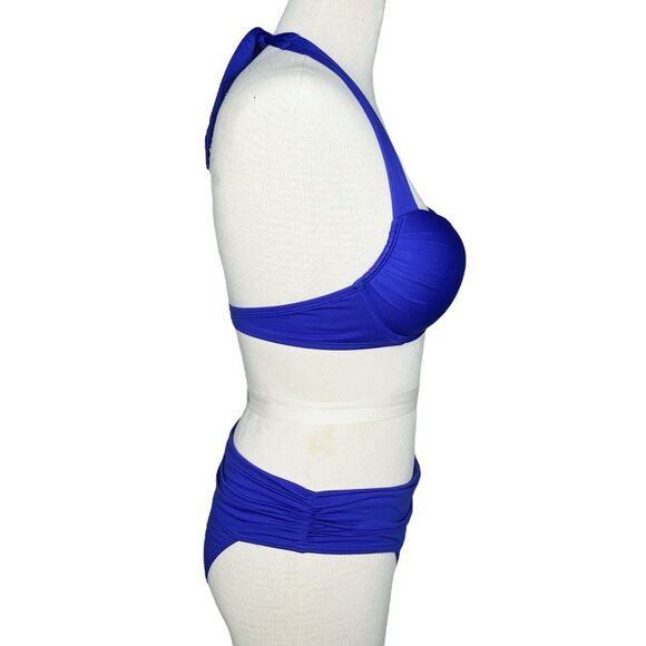 Victoria’s Secret Bombshell Bikini sz 34C top & S bottom * Blue Halter Retro - Picture 5 of 7